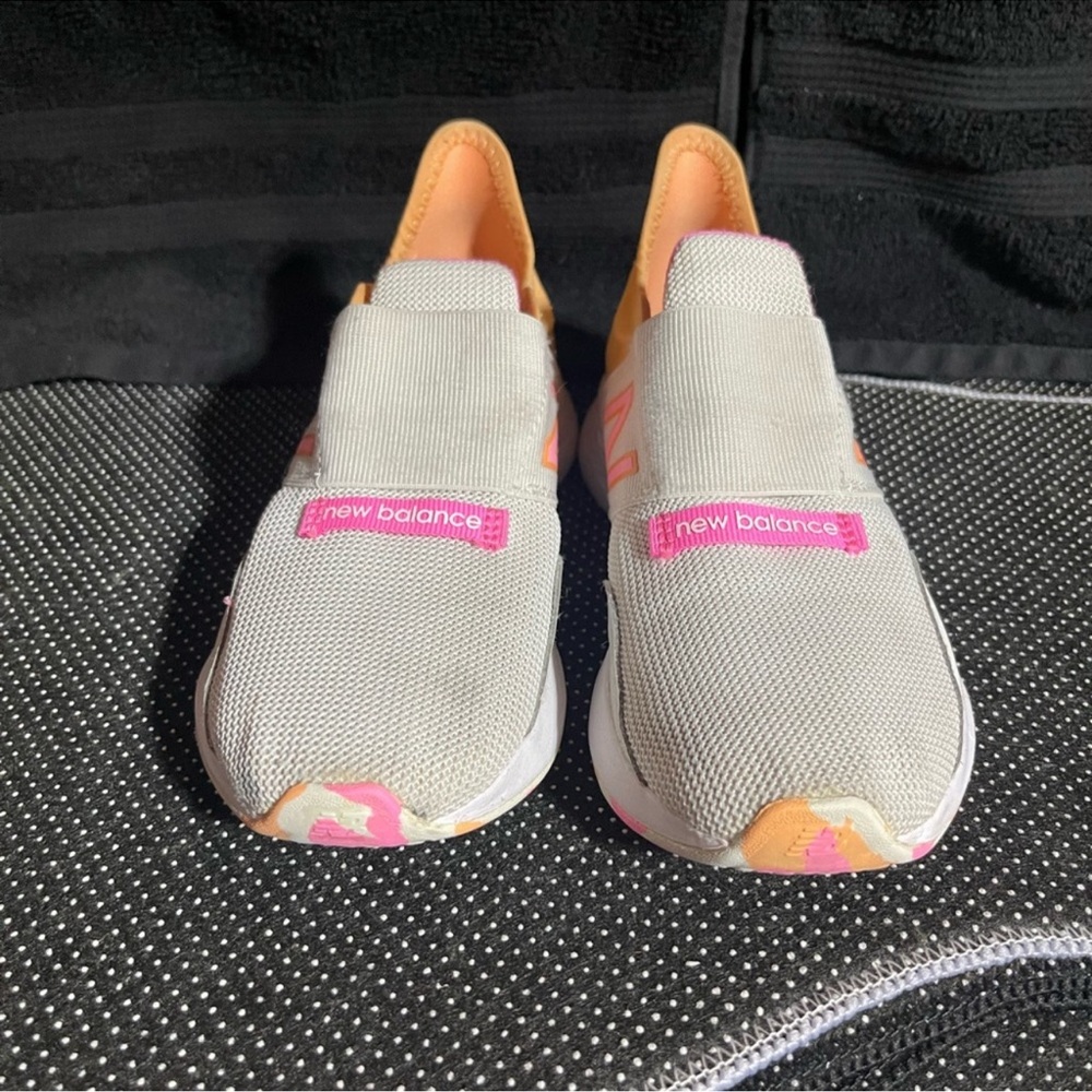 Girls New Balance Pink and Orange Sneakers with Breathable Mesh